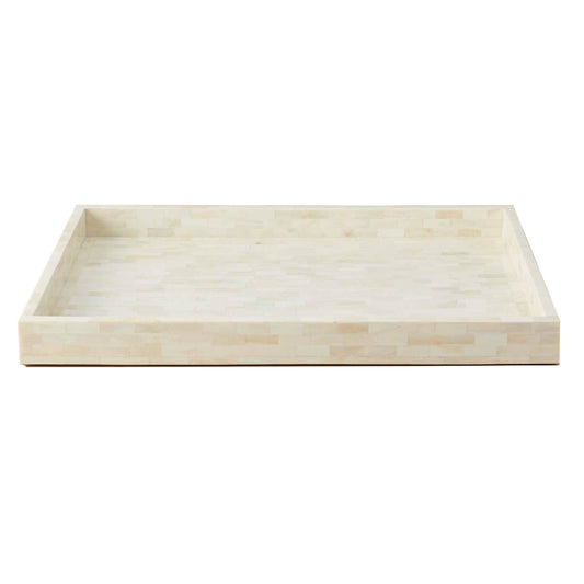 Handcrafted White Bone Inlay Serving Tray – Elegant & Timeless Home Accent