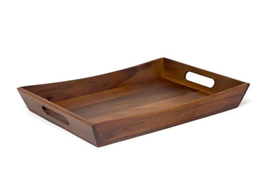 Premium Acacia Wood Serving Tray with Handles for Kitchen & Home Décor